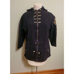 Vtg St. John Sport Collection Active Wear 2-piece Suit set Navy Medium w\ Hood